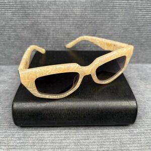 DEZI On Read Cream Pearl Marble Thick Rectangle Sunglasses Women 52-18